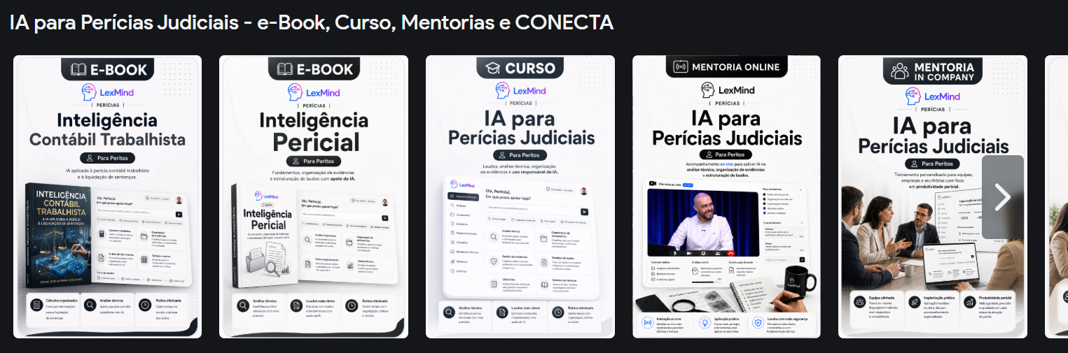 Biblioteca LexMind de IA para Perícias Judiciais, com e-books, curso e mentorias